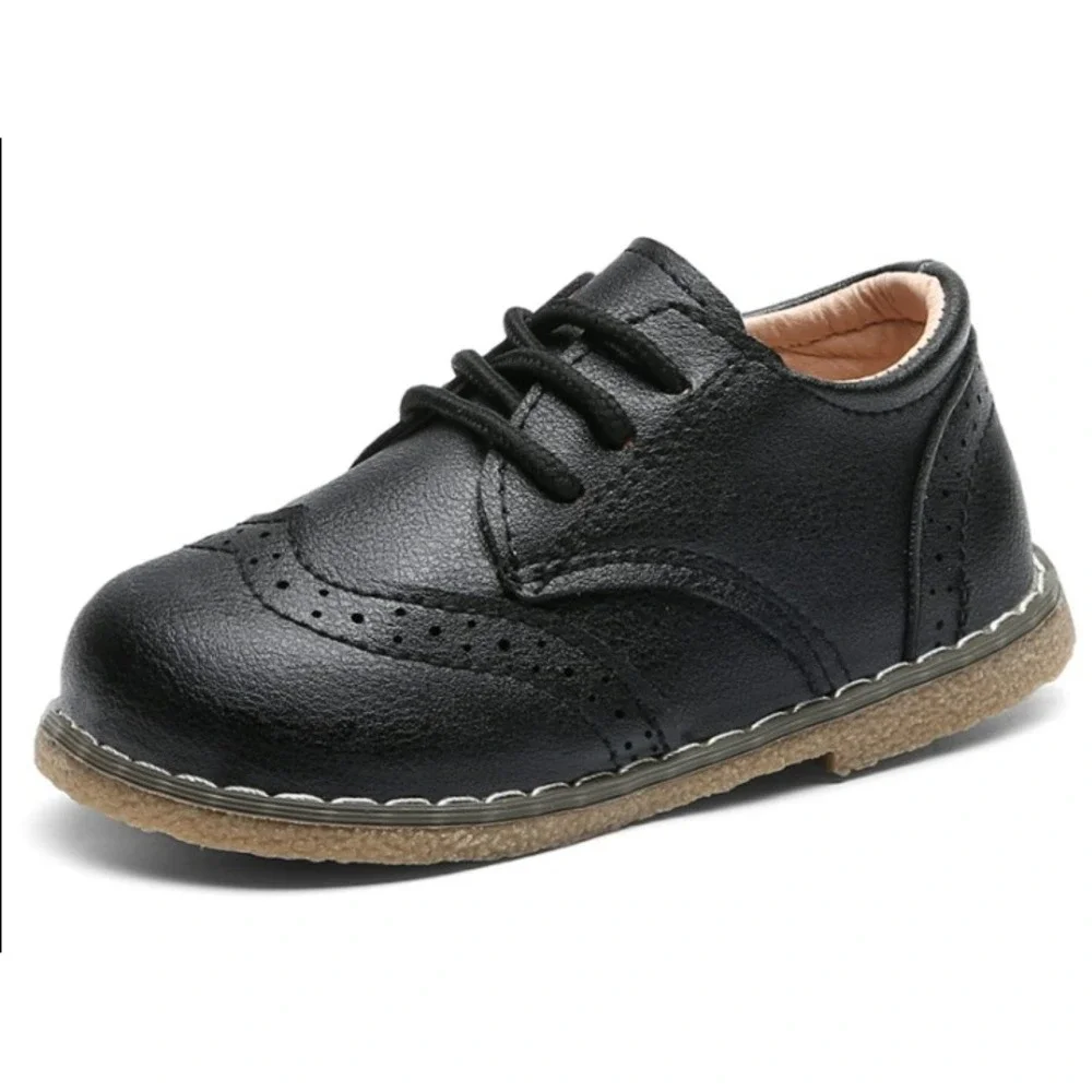 MG Baby Toddler Sz 11 Black Wingtip Oxford Dress Shoes Lace‎ Up Boys Comfortable